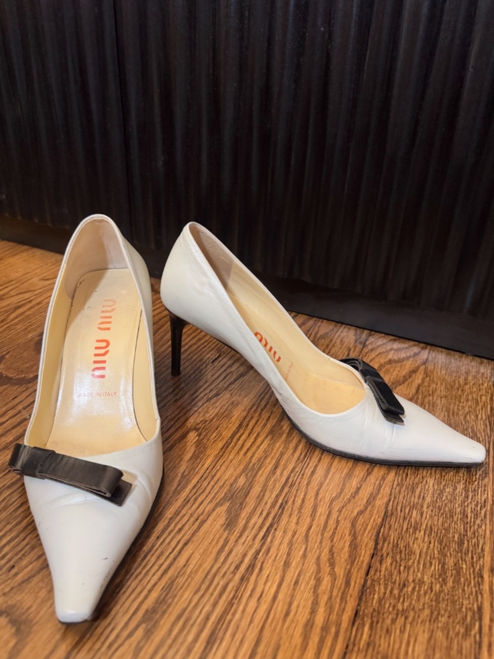 Miu Miu White Leather Heels Size 37.5